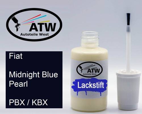 Fiat, Midnight Blue Pearl, PBX / KBX: 20ml Lackstift, von ATW Autoteile West.